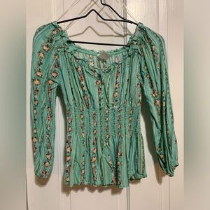 Turquoise floral top